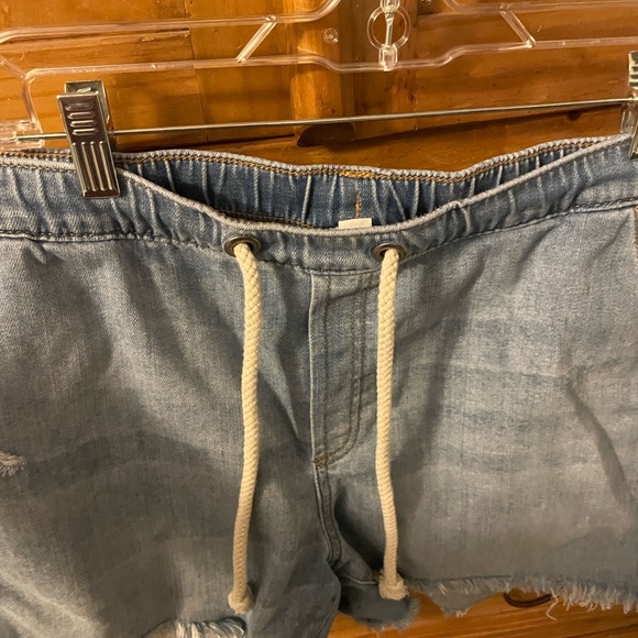 Aerie Light Blue Jean Shorts with Drawstring - Picture 4 of 5